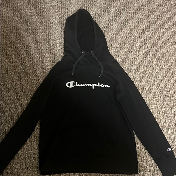 Men’s Large Champion Logo Black Hoodie - Picture 1 of 3